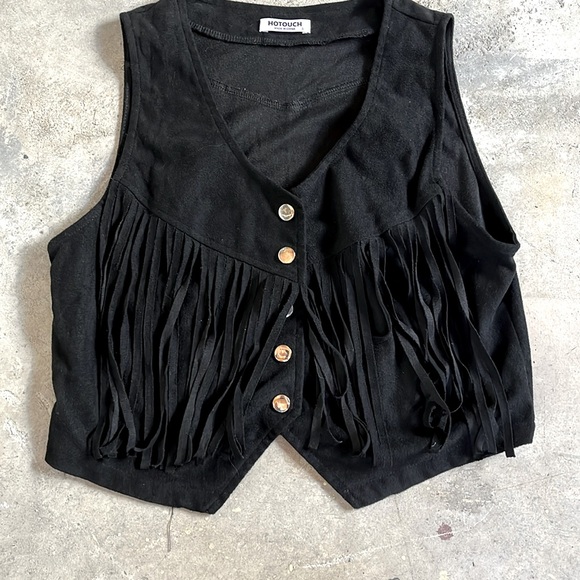 hotouch Tops - Faux suede fringe vest size small